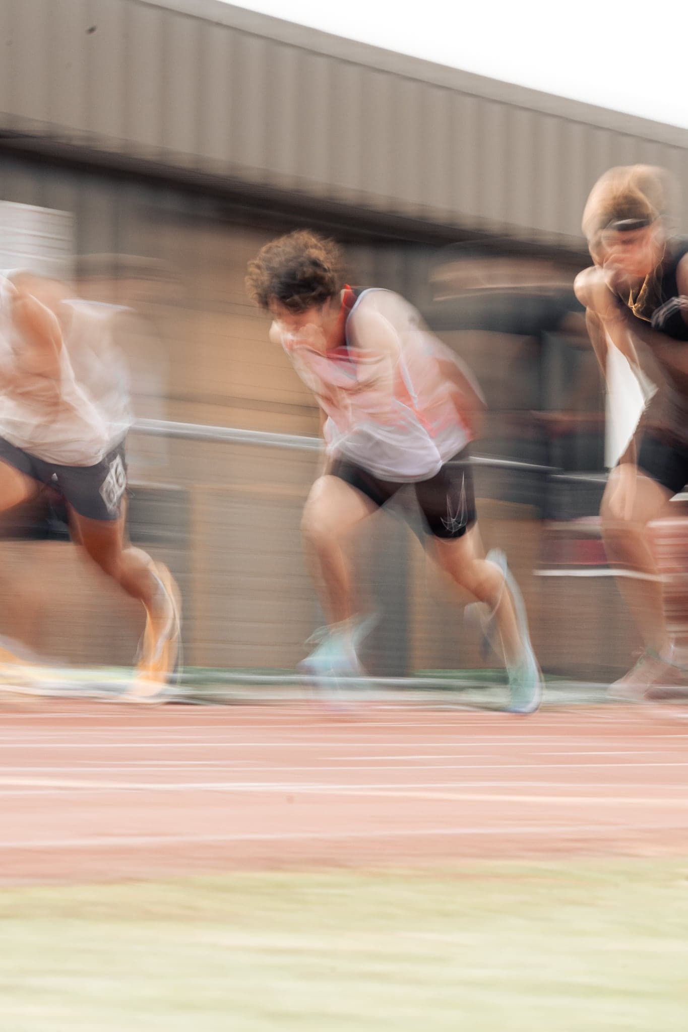 Runners caught as motion blur mid-race