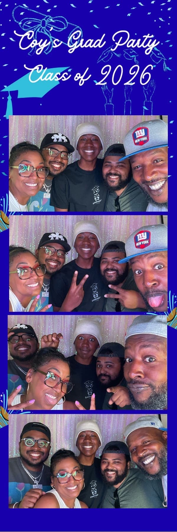 A printed graduation photo strip fresh from the booth