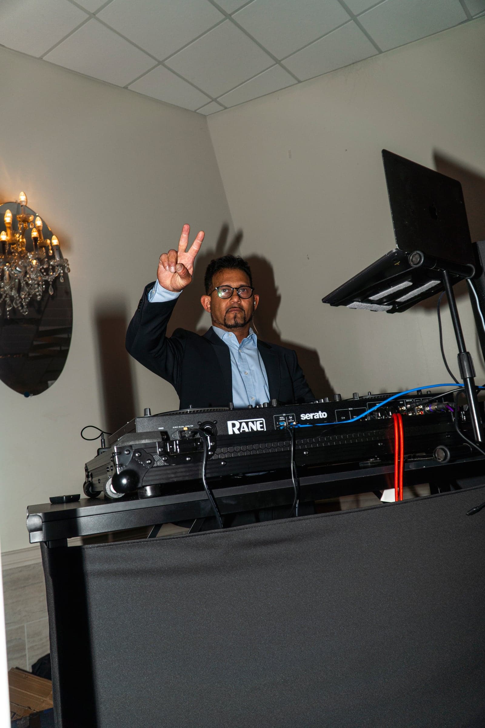 The DJ working the decks during a Chicagoland celebration