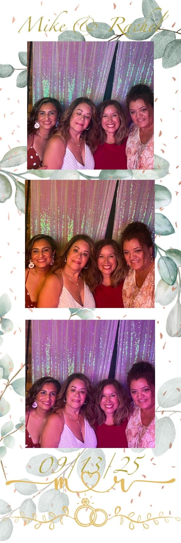 A wedding photo strip printed at the booth
